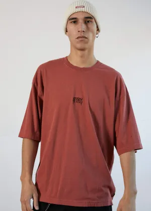 Afends Mens Distressed - Oversized Tee - Brick