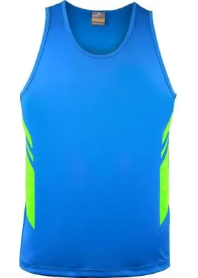 Kids Tasman Singlet Cyan/Neon Green