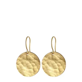 18K Gold Medium Hammered Disc Earrings