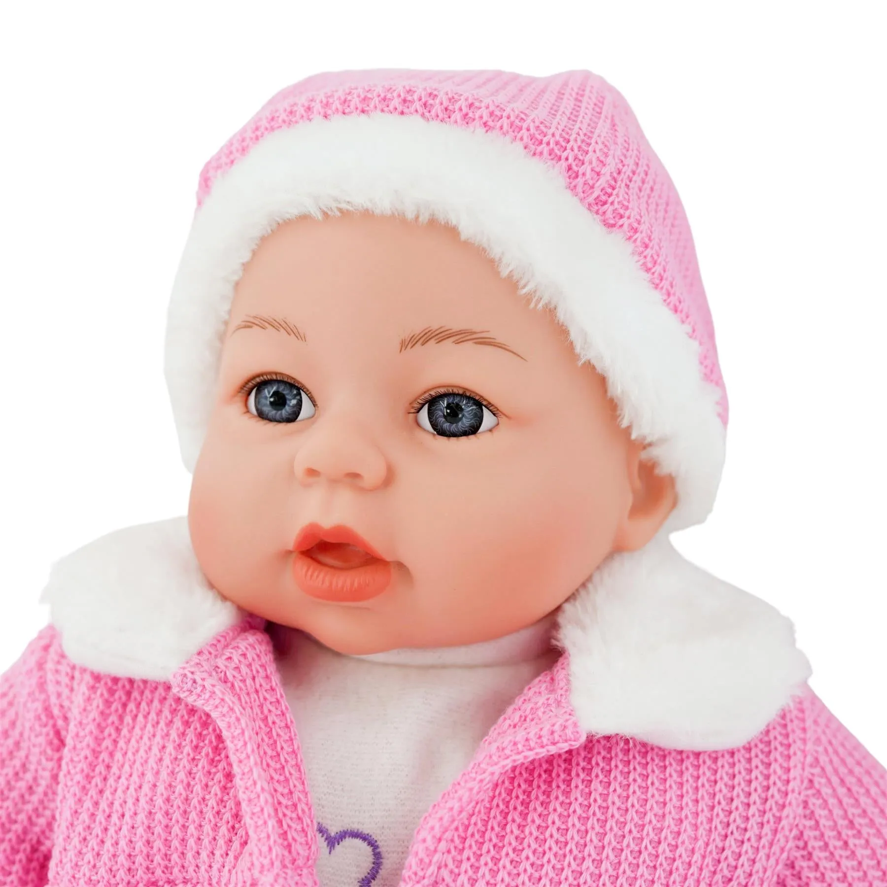 18" Bibi Girl Doll In Pink Coat