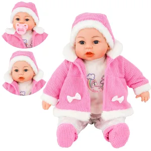 18" Bibi Girl Doll In Pink Coat