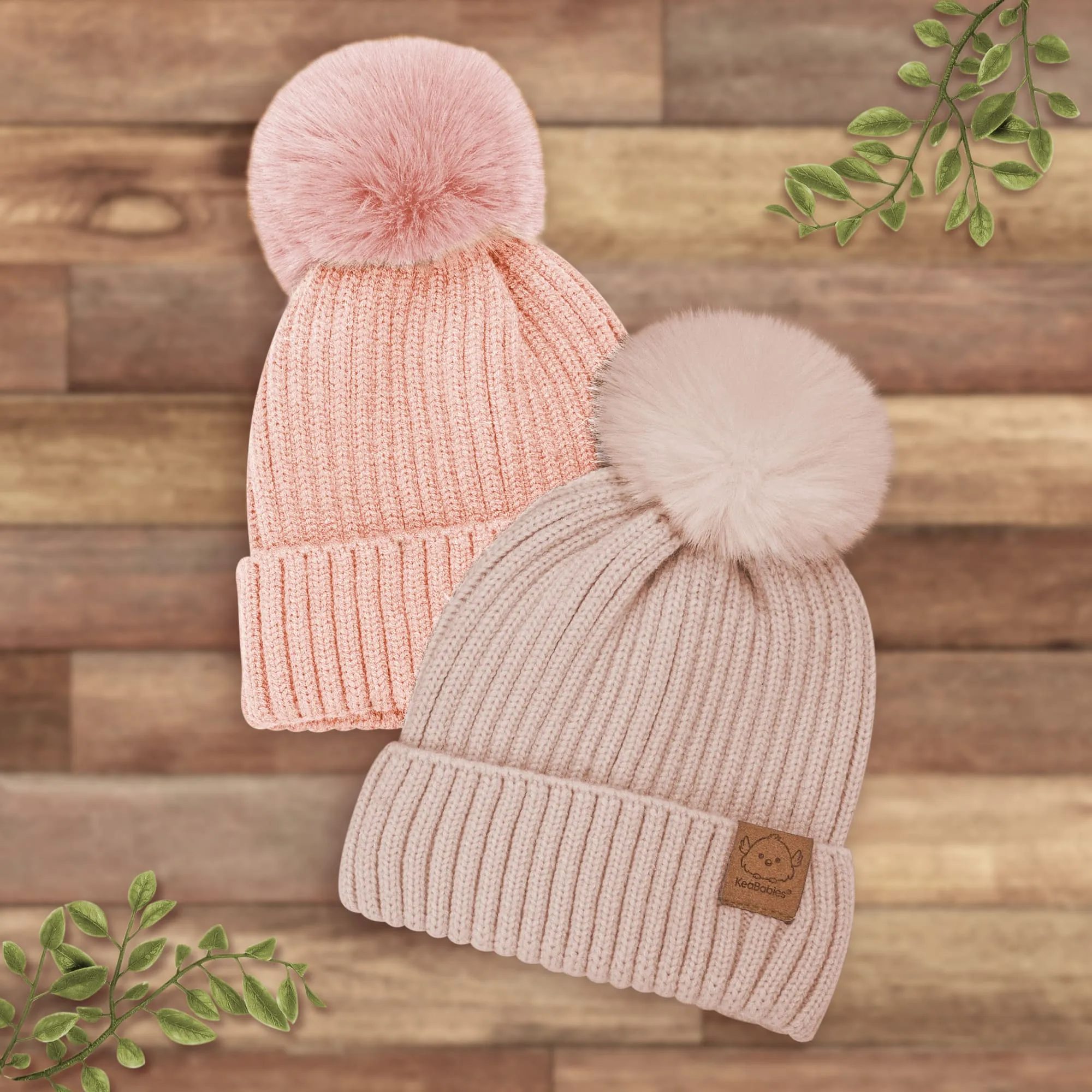 2-Pack Pom Knitted Beanie (Macaron)