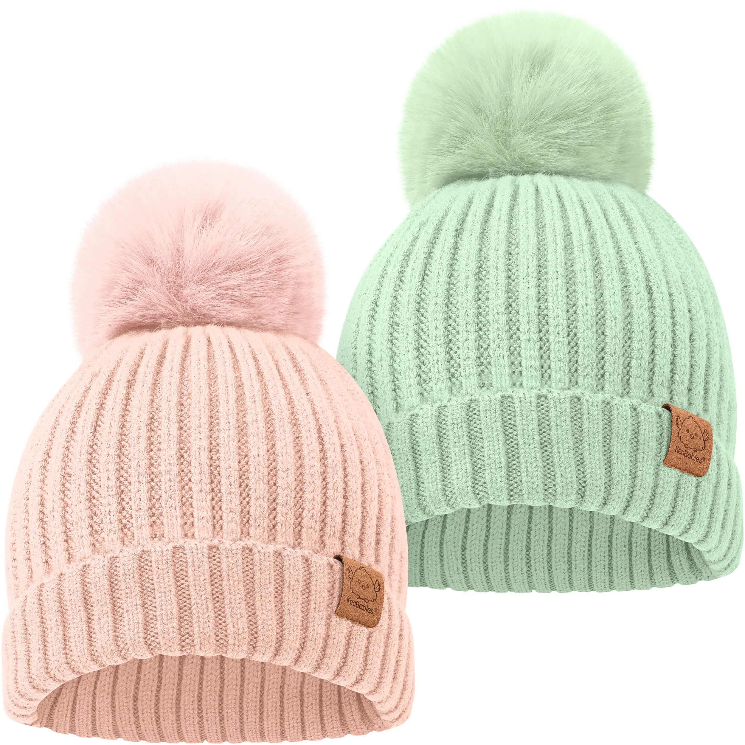 2-Pack Pom Knitted Beanie (Macaron)