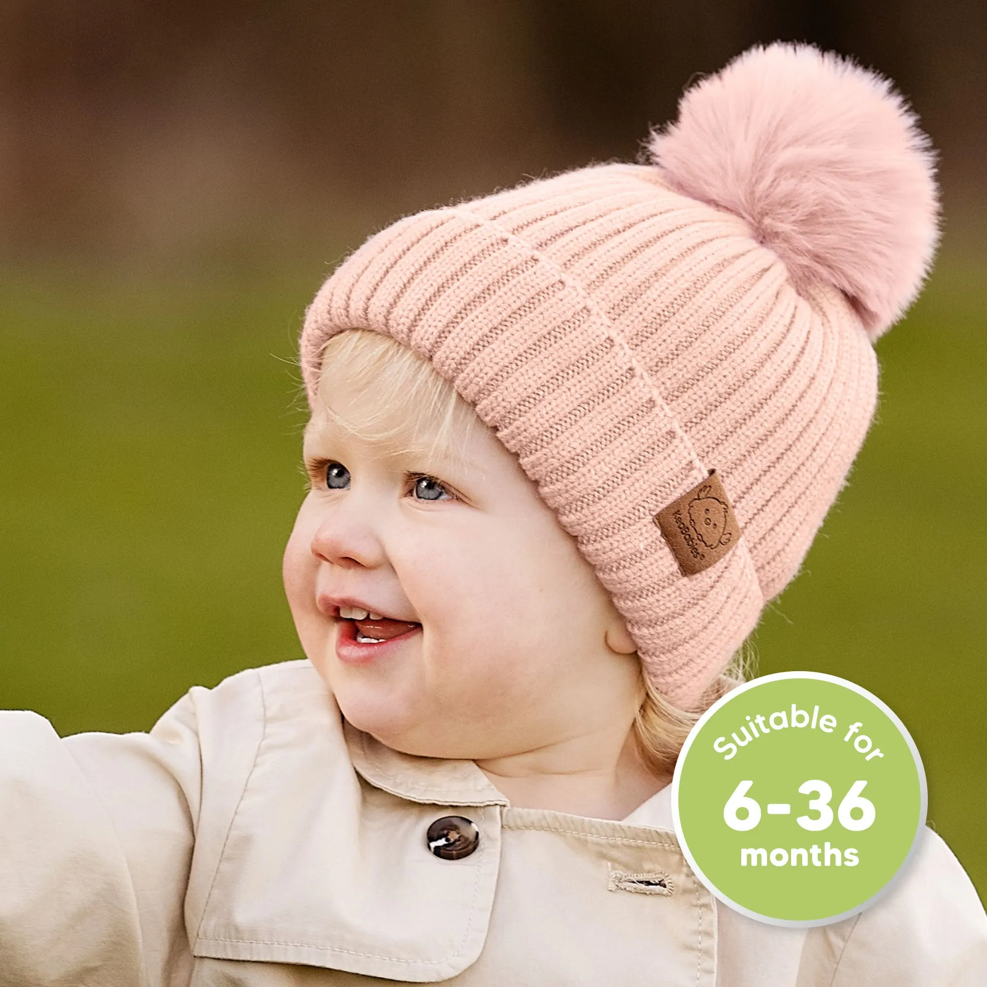 2-Pack Pom Knitted Beanie (Macaron)