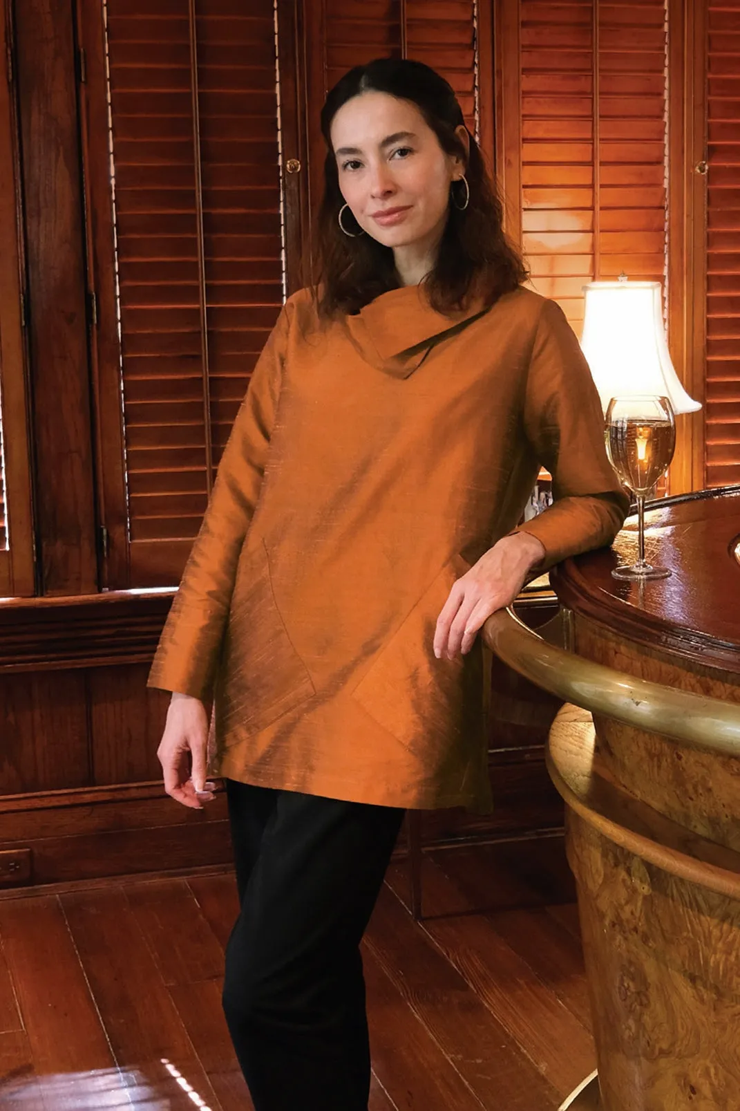 28" Asymmetrical Silk Cowl Tunic