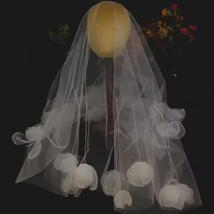 3D Petal Bridal Veil Handmade Soft Tulle Veil for Bridal for Her