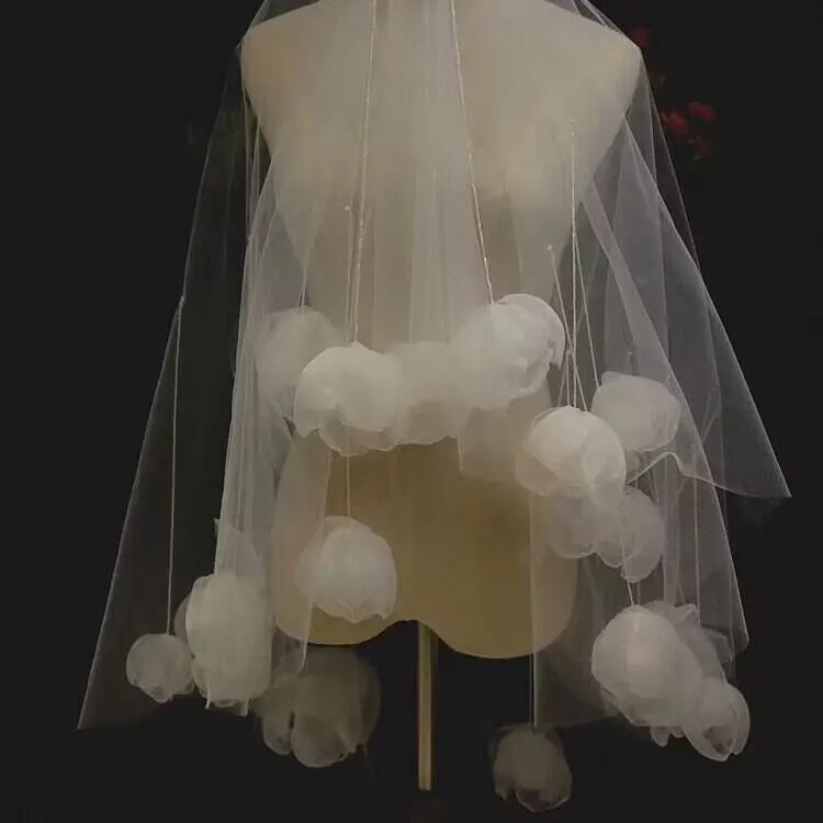 3D Petal Bridal Veil Handmade Soft Tulle Veil for Bridal for Her