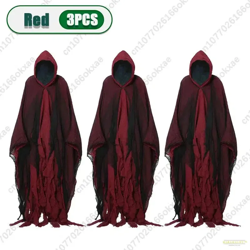 3PCS Halloween Cape Cape Cos Dead Witch Zombie Costume Skull Cape Props Horror Dress Up Cape Halloween Horror Costume Props