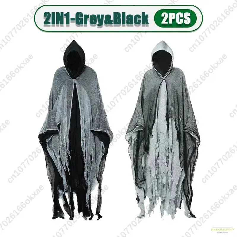 3PCS Halloween Cape Cape Cos Dead Witch Zombie Costume Skull Cape Props Horror Dress Up Cape Halloween Horror Costume Props