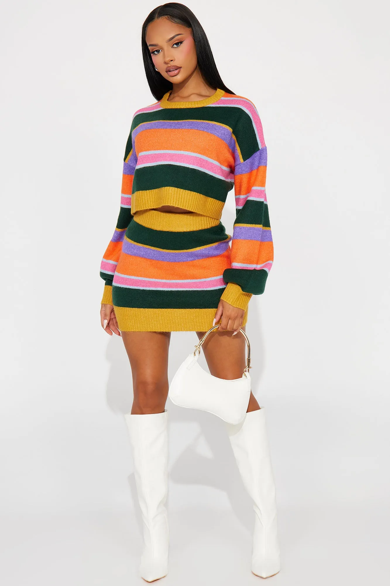 70's Baby Sweater Skirt Set - Multi Color