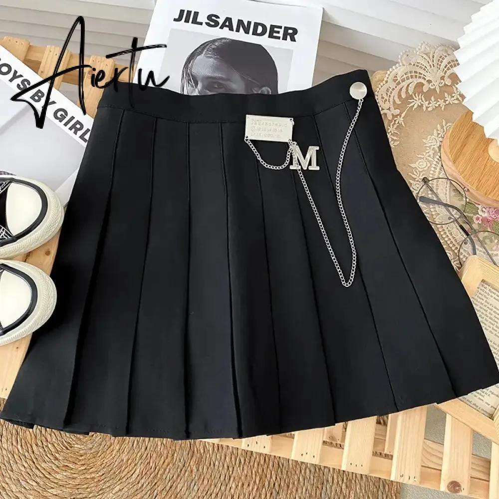 A-line Skirts with Belt Women y2k High Waist Short Skirt Buttons Skirt Female Clothing Female All-match