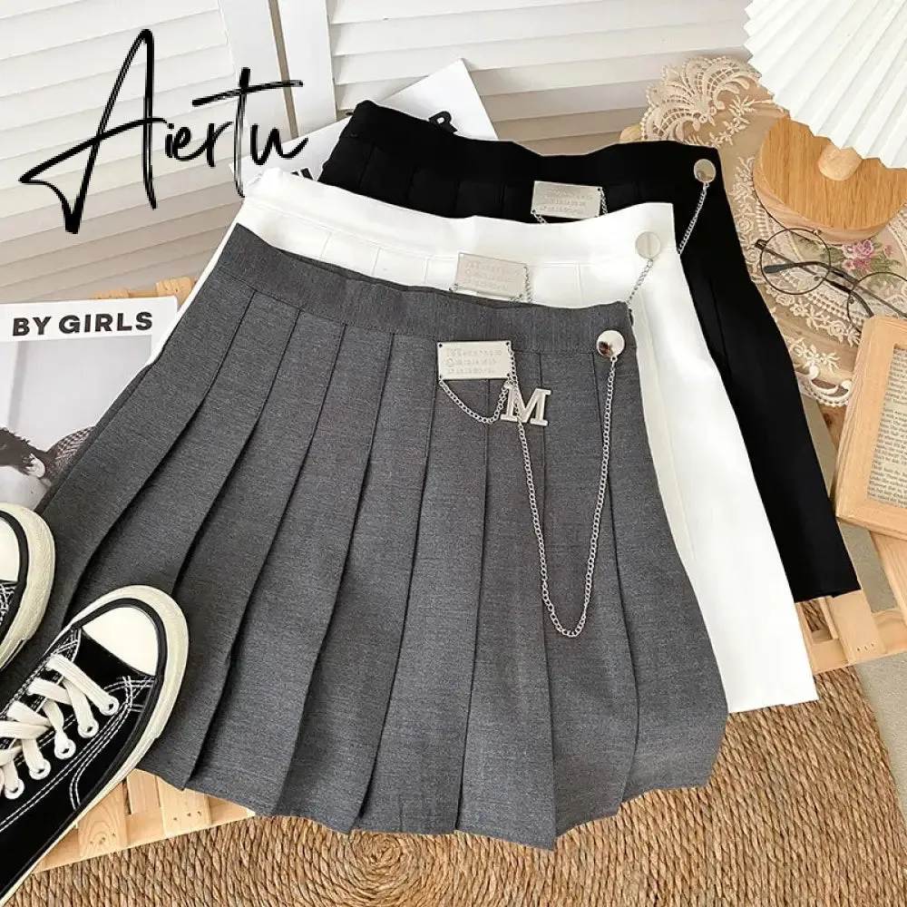 A-line Skirts with Belt Women y2k High Waist Short Skirt Buttons Skirt Female Clothing Female All-match