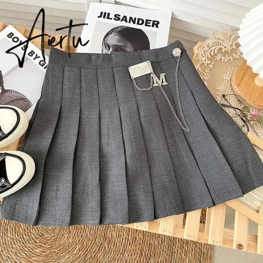 A-line Skirts with Belt Women y2k High Waist Short Skirt Buttons Skirt Female Clothing Female All-match