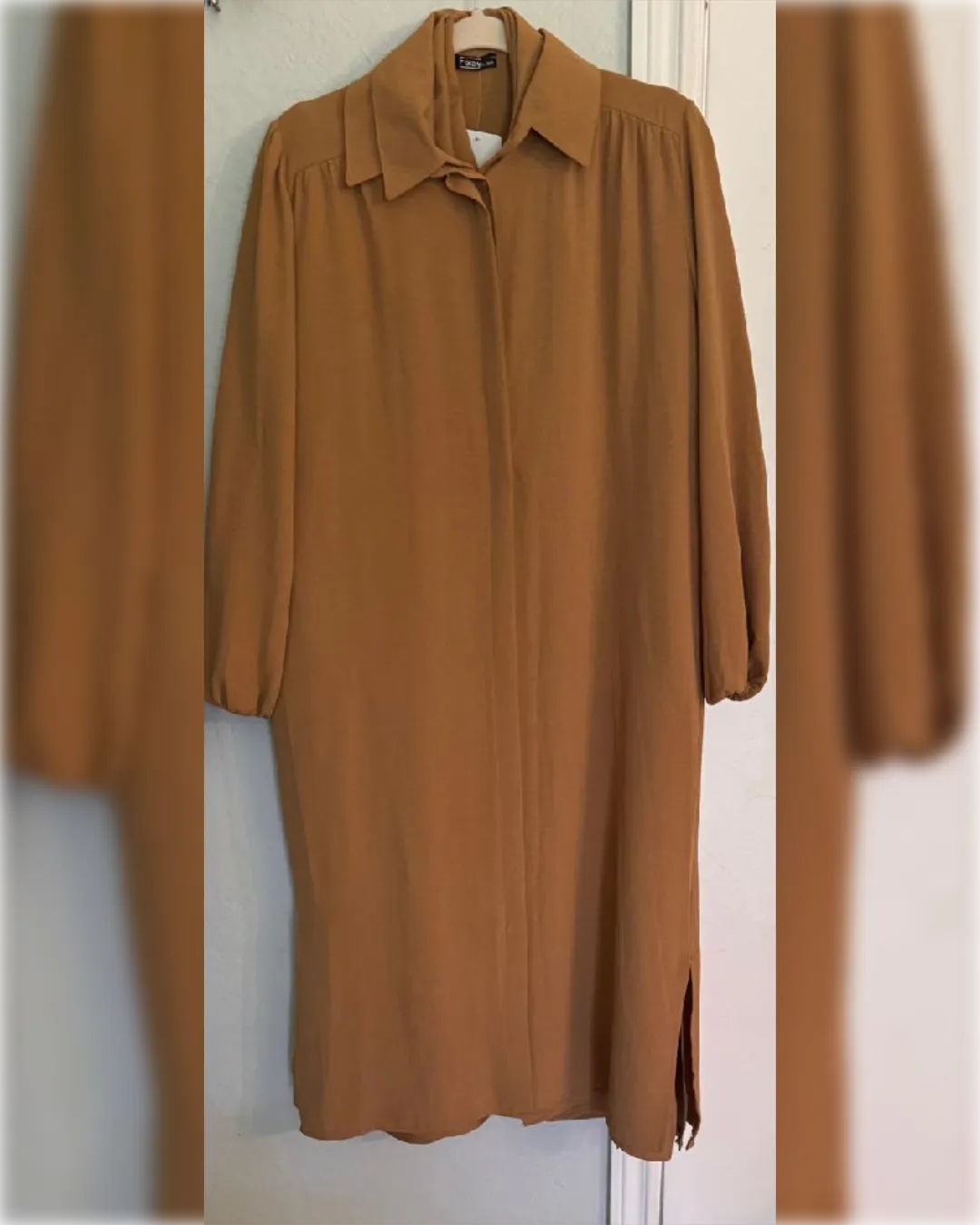 Ahlam Aerobin - Knee Length Tunic in Light Brown Shade قميص أحلام الصيفي الطويل من قماش الأيروبين باللون البني الفاتح الجميل