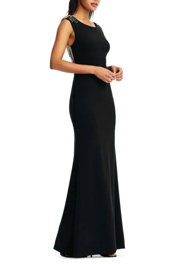 Aidan Mattox Embellished Boat Neck Bodycon Tafetta Gown