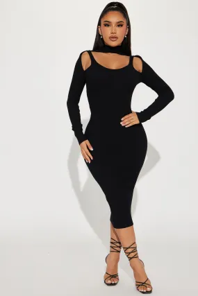 Alex Sweater Midi Dress - Black