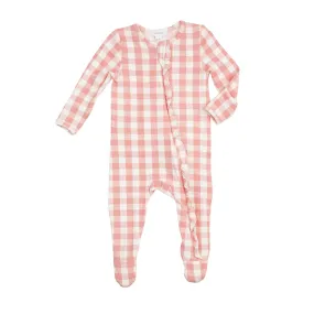 Angel Dear - Ruffle Zipper Footie, Gingham Pink