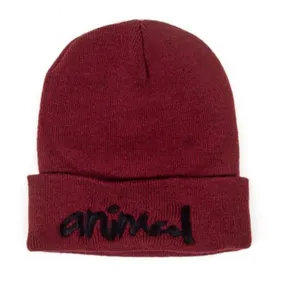 Animal Script Beanie - Maroon