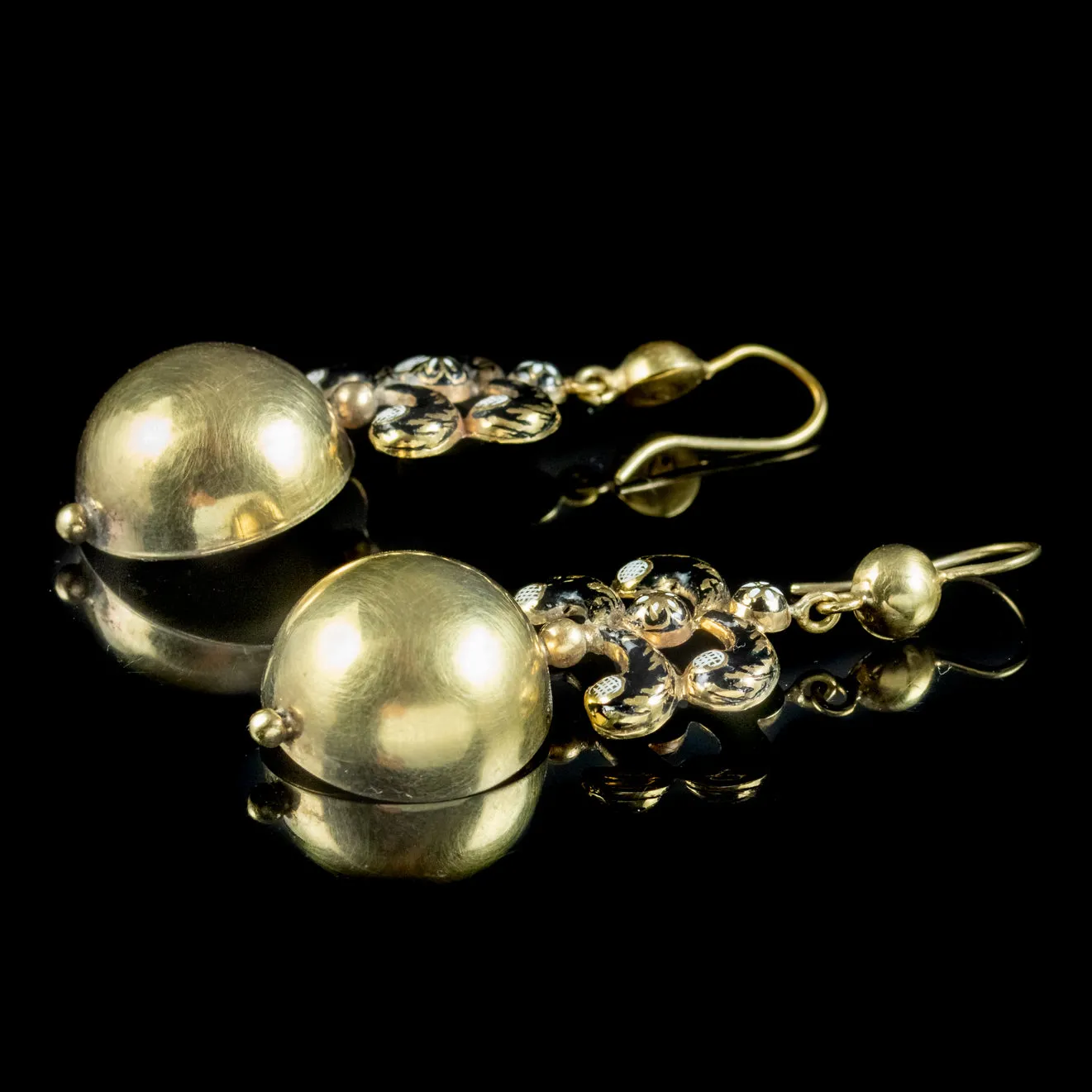 Antique Georgian Enamel Drop Earrings 18ct Gold Circa 1820