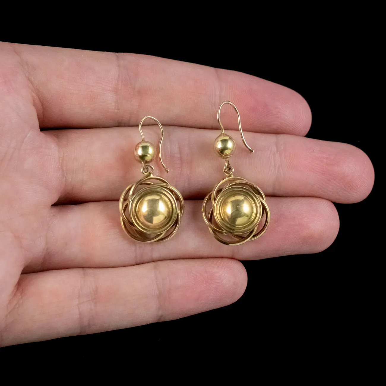 Antique Victorian Knot Drop Earrings 15ct Gold Circa 1880