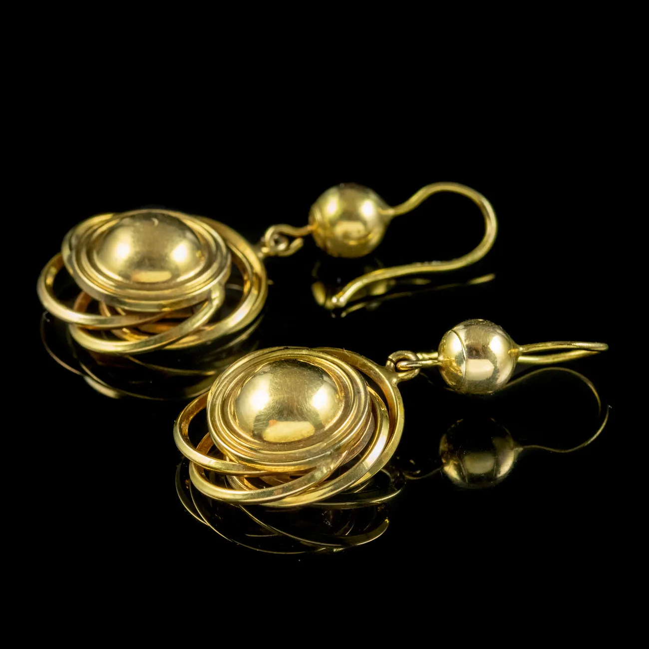 Antique Victorian Knot Drop Earrings 15ct Gold Circa 1880