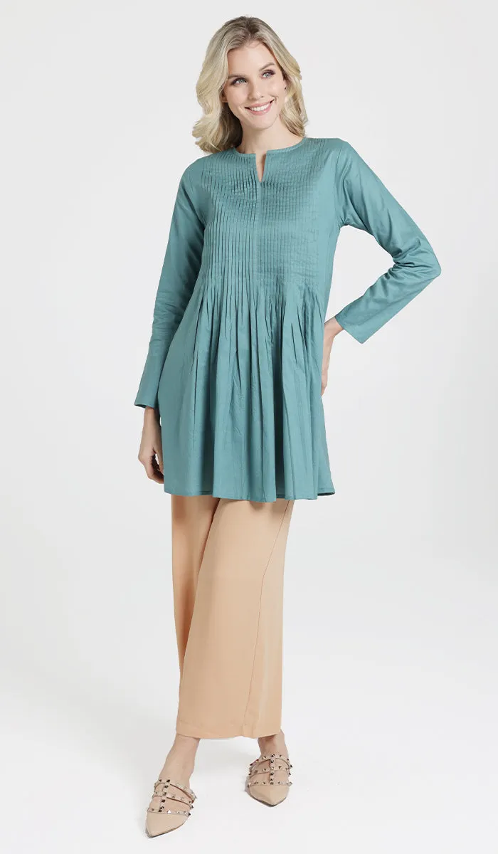 Asman Everyday Cotton Modest Tunic - Sea green