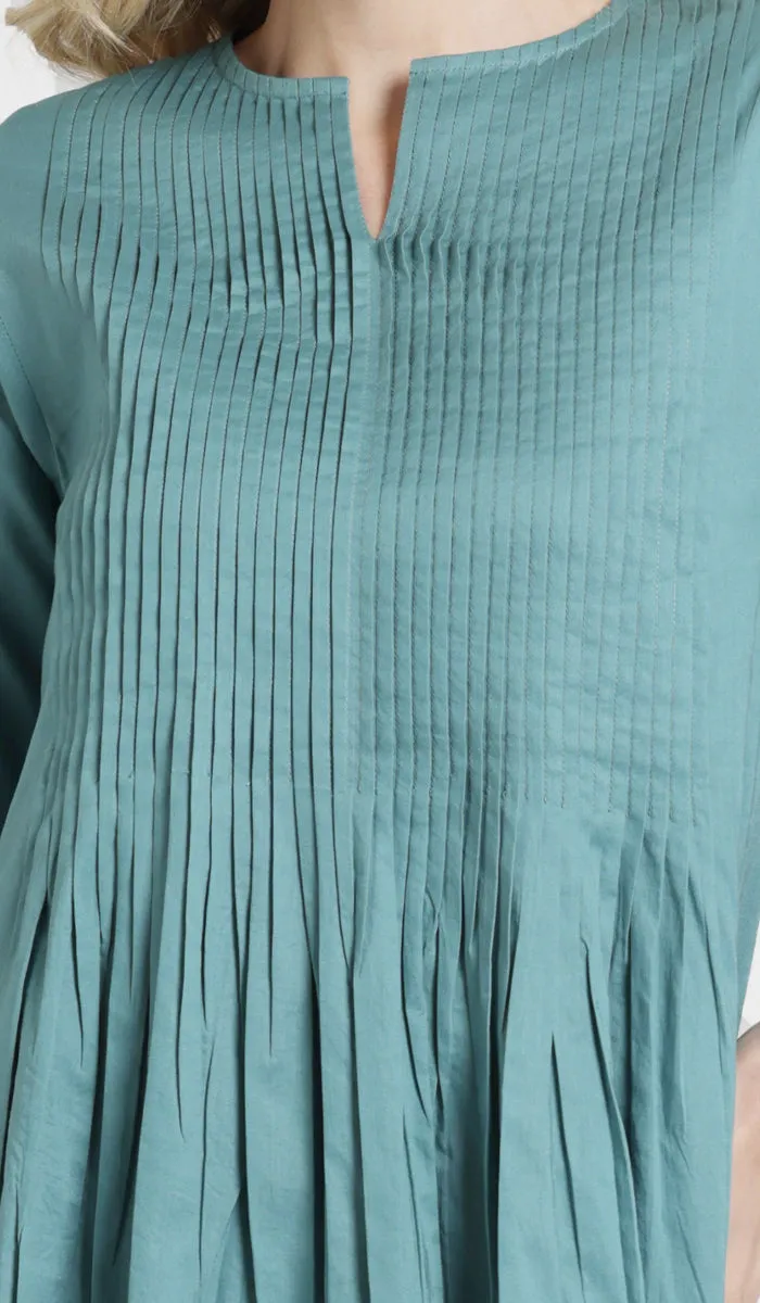 Asman Everyday Cotton Modest Tunic - Sea green