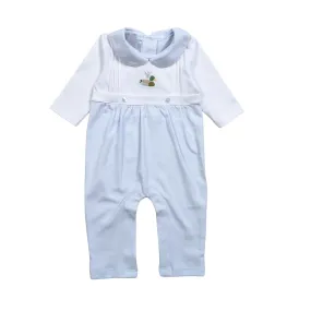 Baby Loren Blue Mallard Duck Hand Embroidered Pima Romper MLR-0134 5107