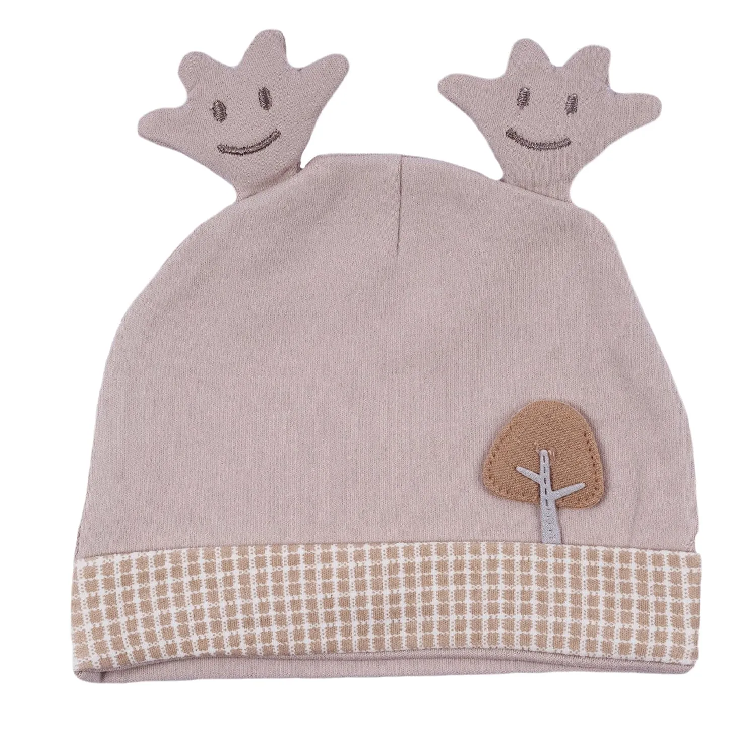 Baby Moo Antler All Season Stretchable Hosiery Warm 3D Beanie Cap - Grey