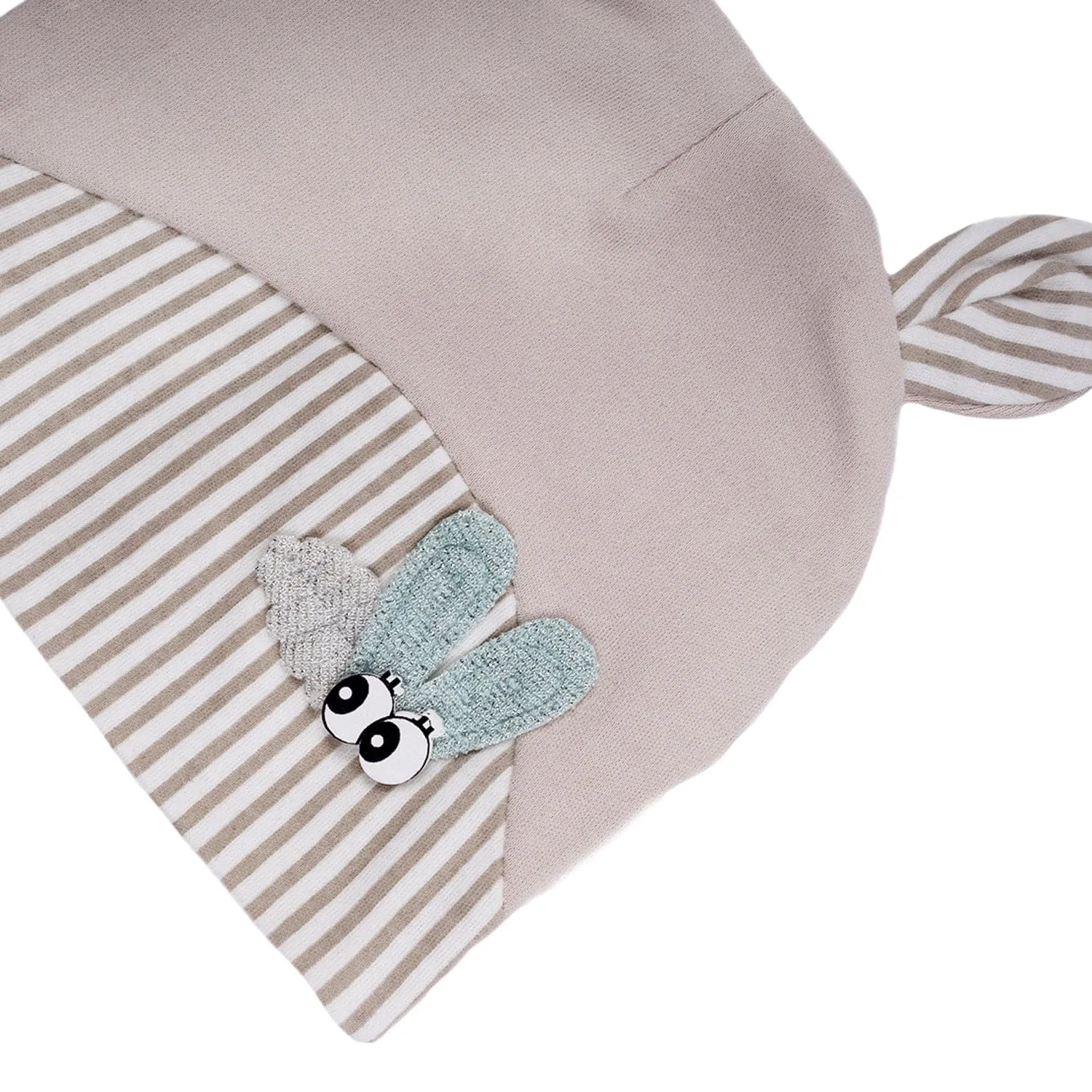 Baby Moo Busy Bee All Season Stretchable Hosiery Warm 3D Beanie Cap - Grey