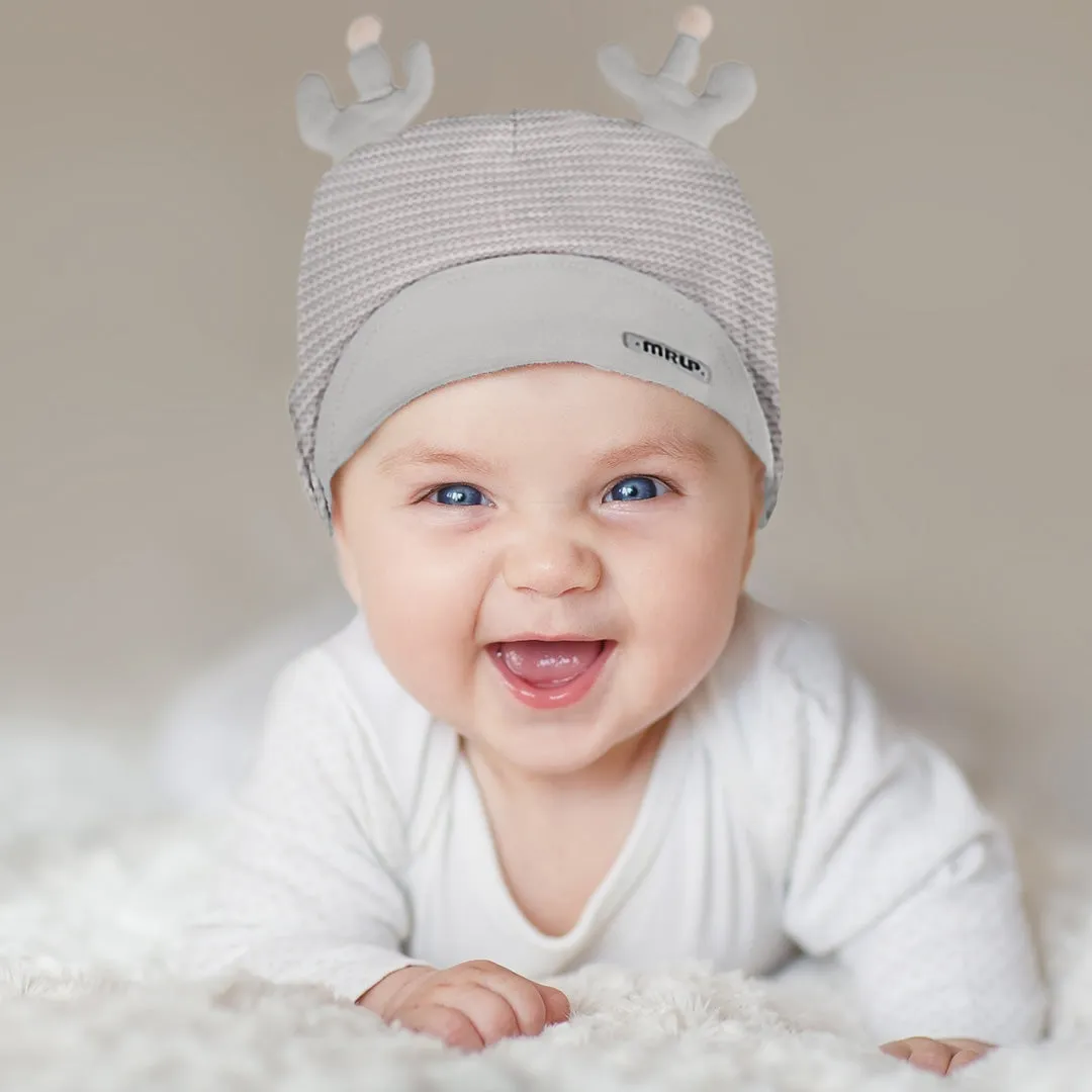 Baby Moo Deer Antler Soft Cotton Cap - Grey