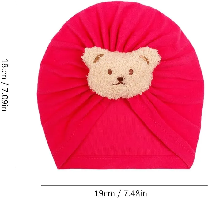 Babymoon Beanie Bear Turban Knot Boy’s Girl’s Kids New Born Baby Cap Hat Headwear 0-2 Y | Darkpink