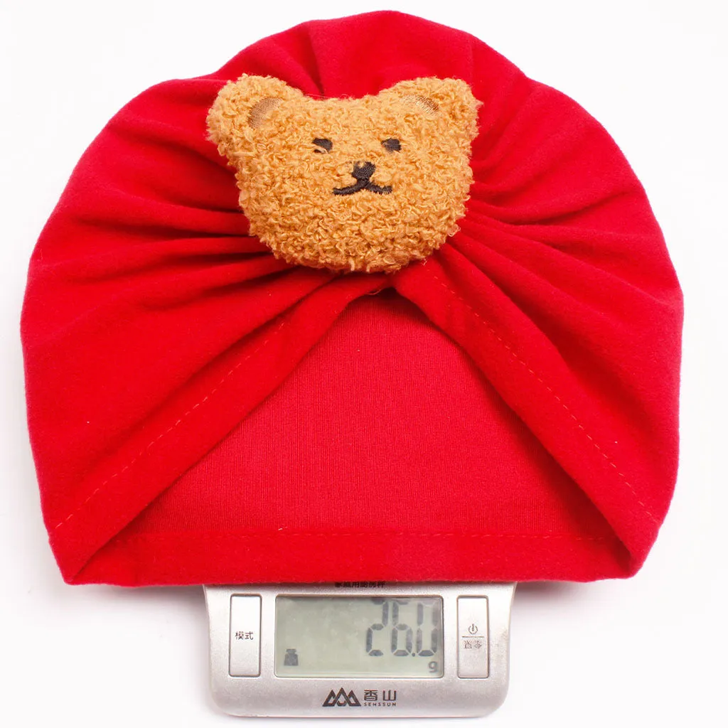 Babymoon Beanie Bear Turban Knot Boy’s Girl’s Kids New Born Baby Cap Hat Headwear 0-2 Y | Red