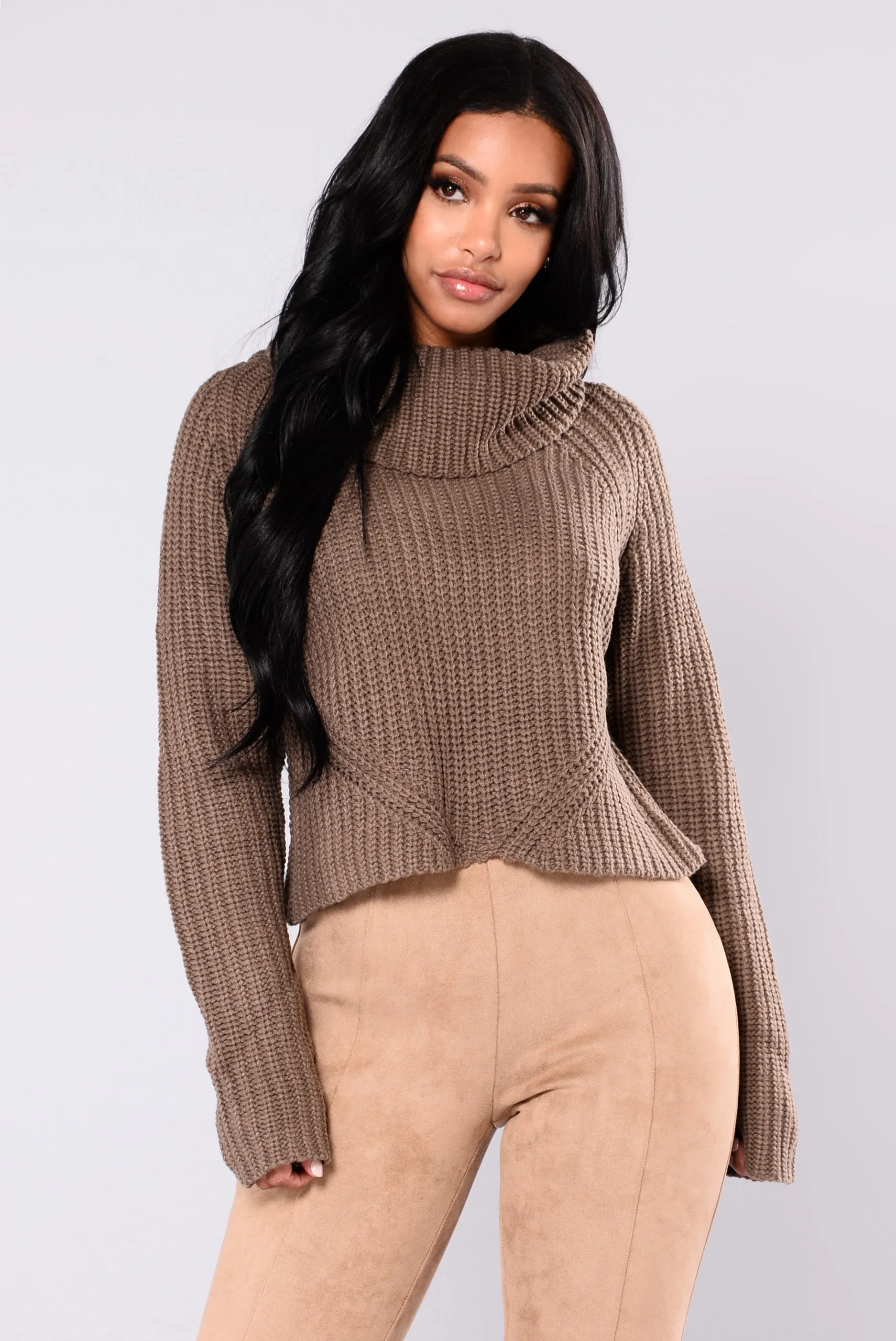 Back At It Turtleneck Sweater - Grey