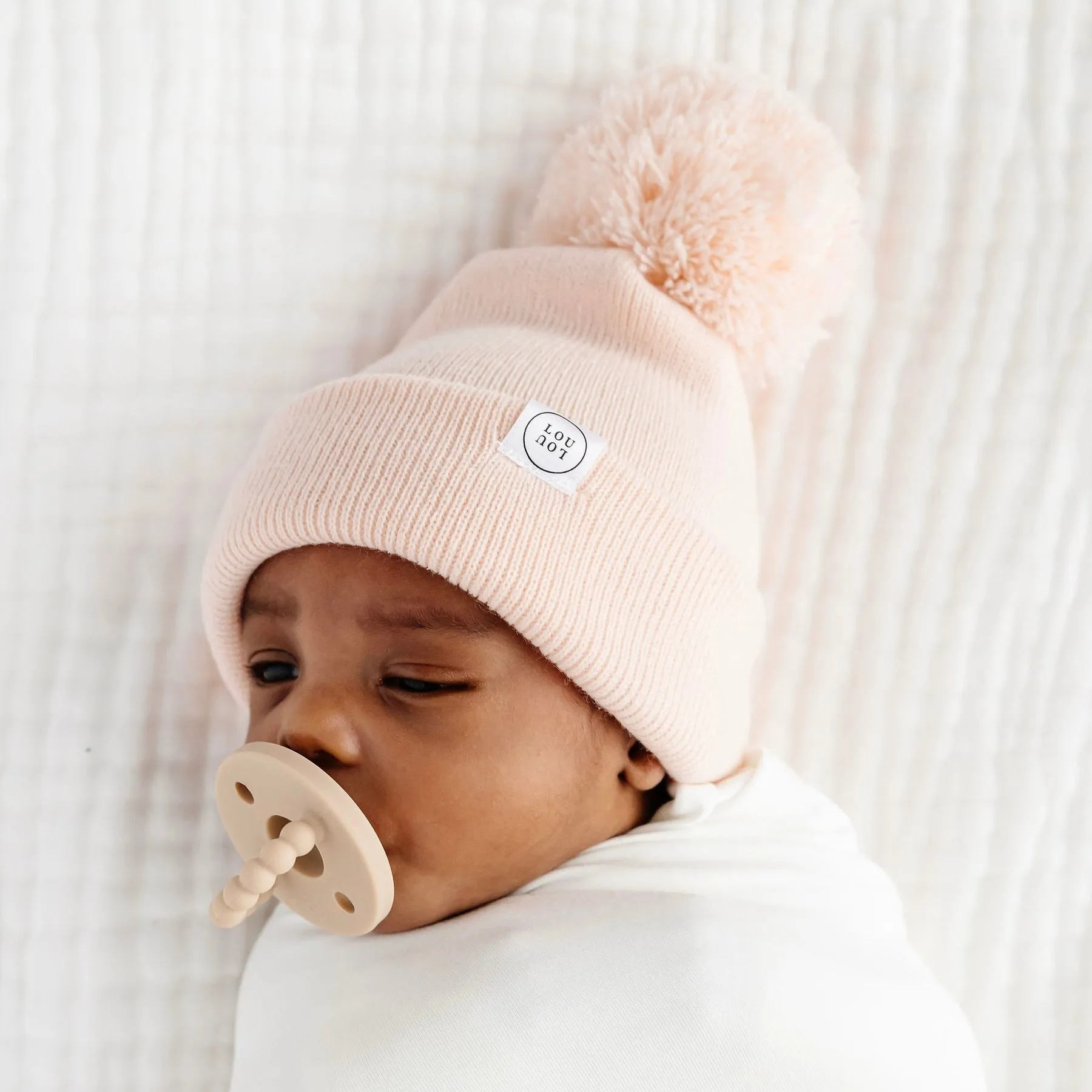 Beanie with Pom - Blush Pink