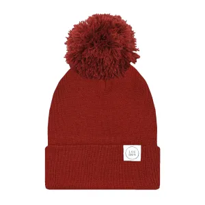 Beanie with Pom - Brick Red