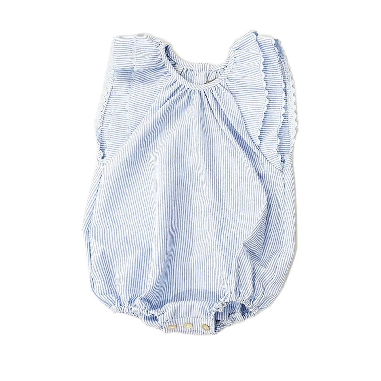 Belati Light Blue Seersucker Girls Romper (BBB550)