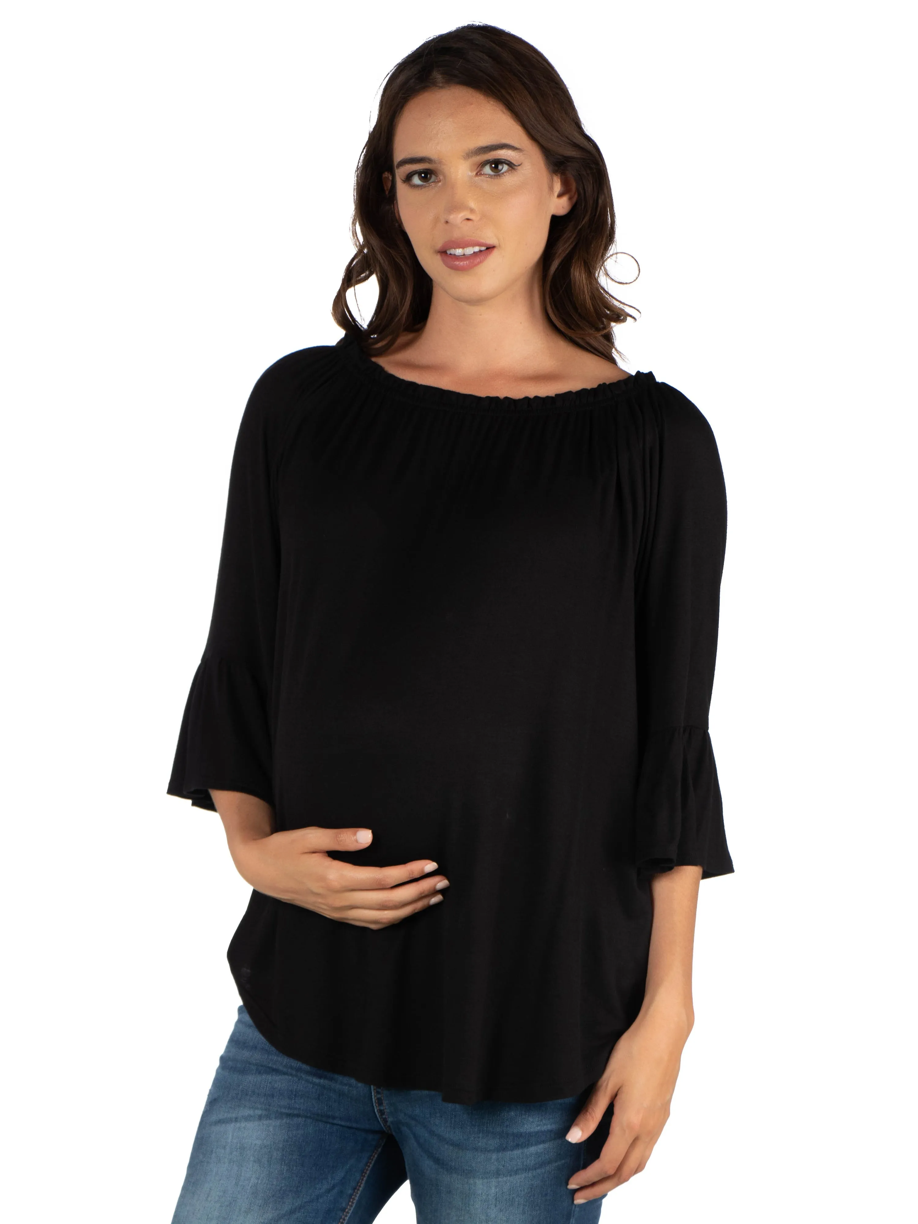 Bell Sleeve Loose Fit Maternity Tunic Top