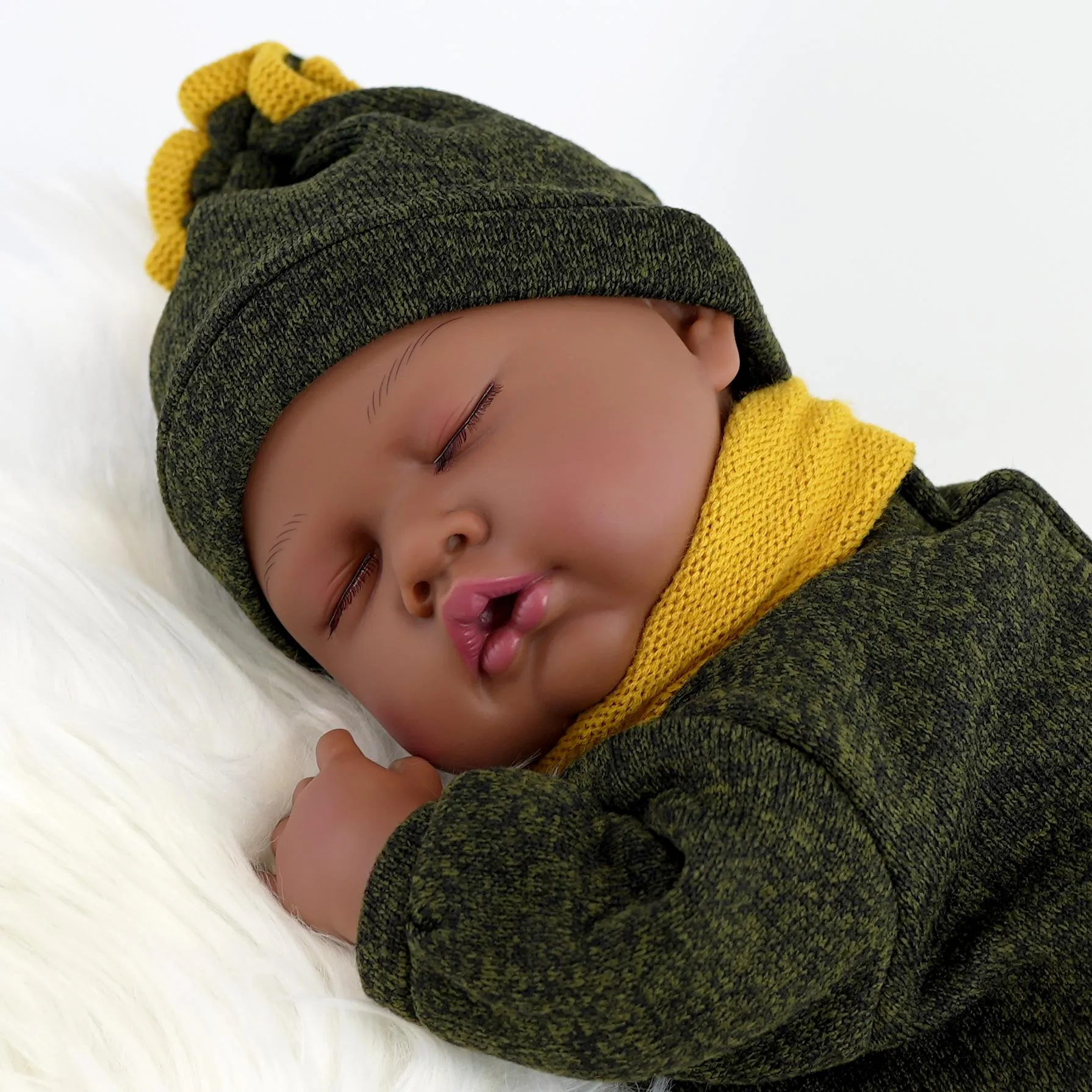 BiBi Black Doll Reborn Ethnic Sleeping Boy "Glorio" (50 cm / 20")