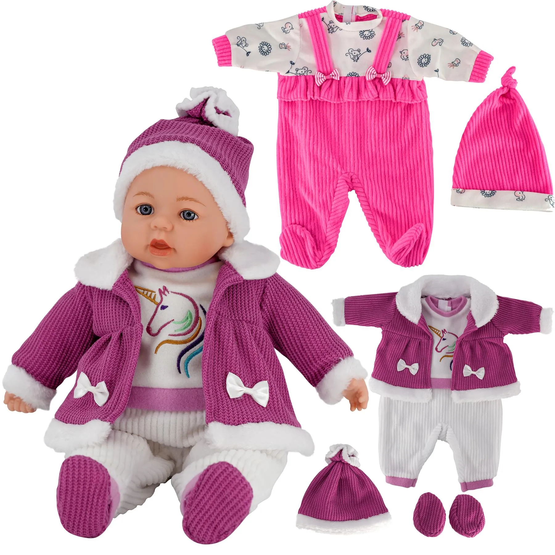 BiBi Outfits - Set of Two Doll Clothes (Hot Pink & Purple Coat) (45 cm / 18")