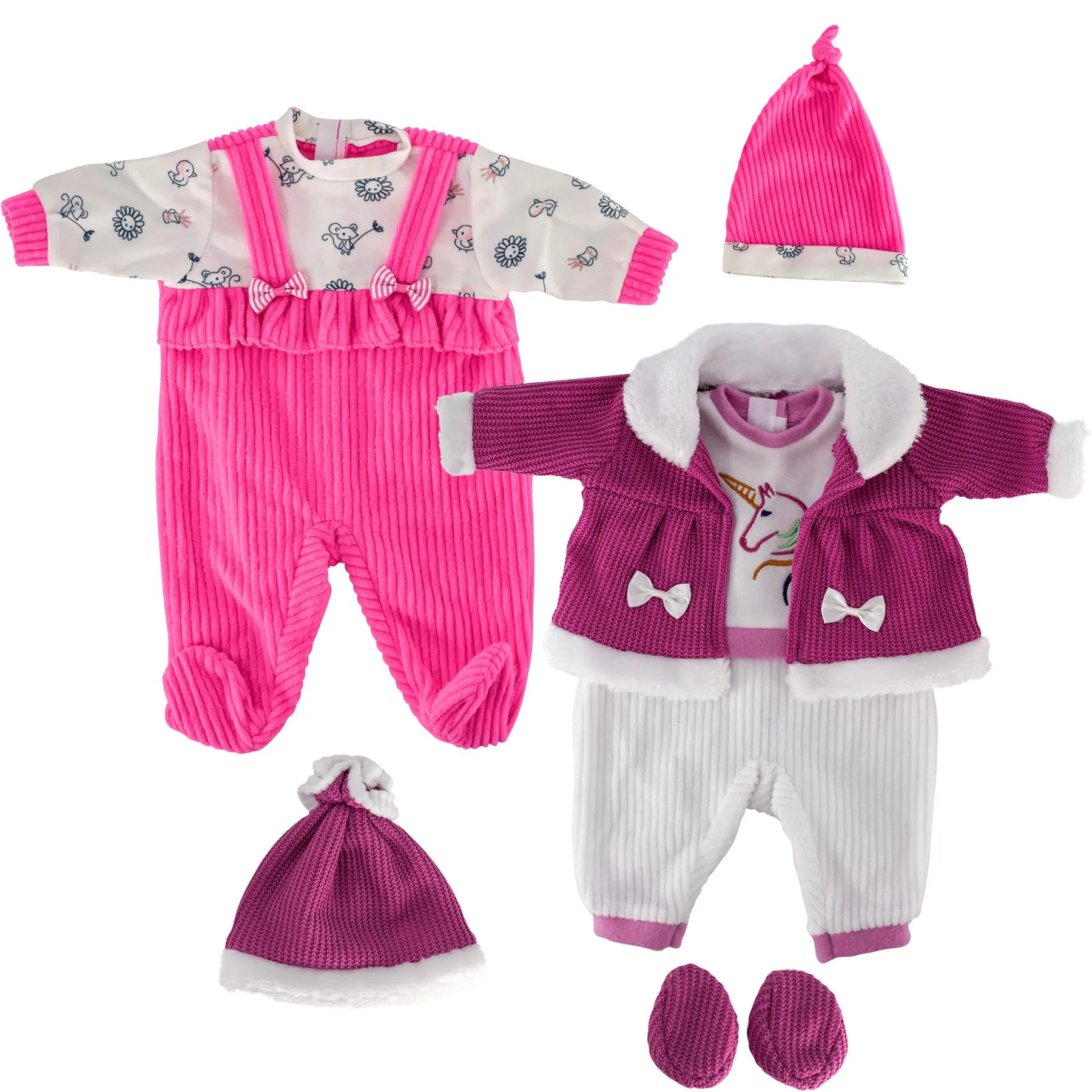 BiBi Outfits - Set of Two Doll Clothes (Hot Pink & Purple Coat) (45 cm / 18")