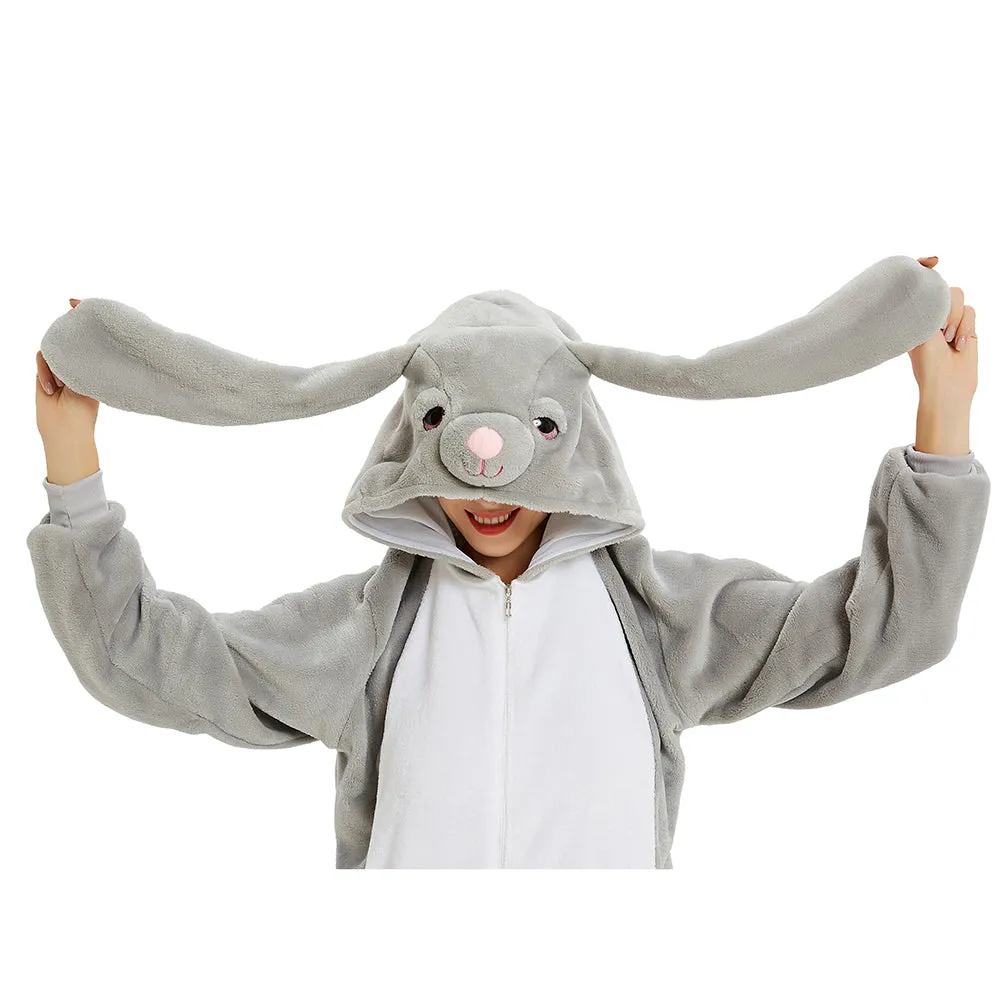 Big-Ear Grey Bunny Adult Onesie