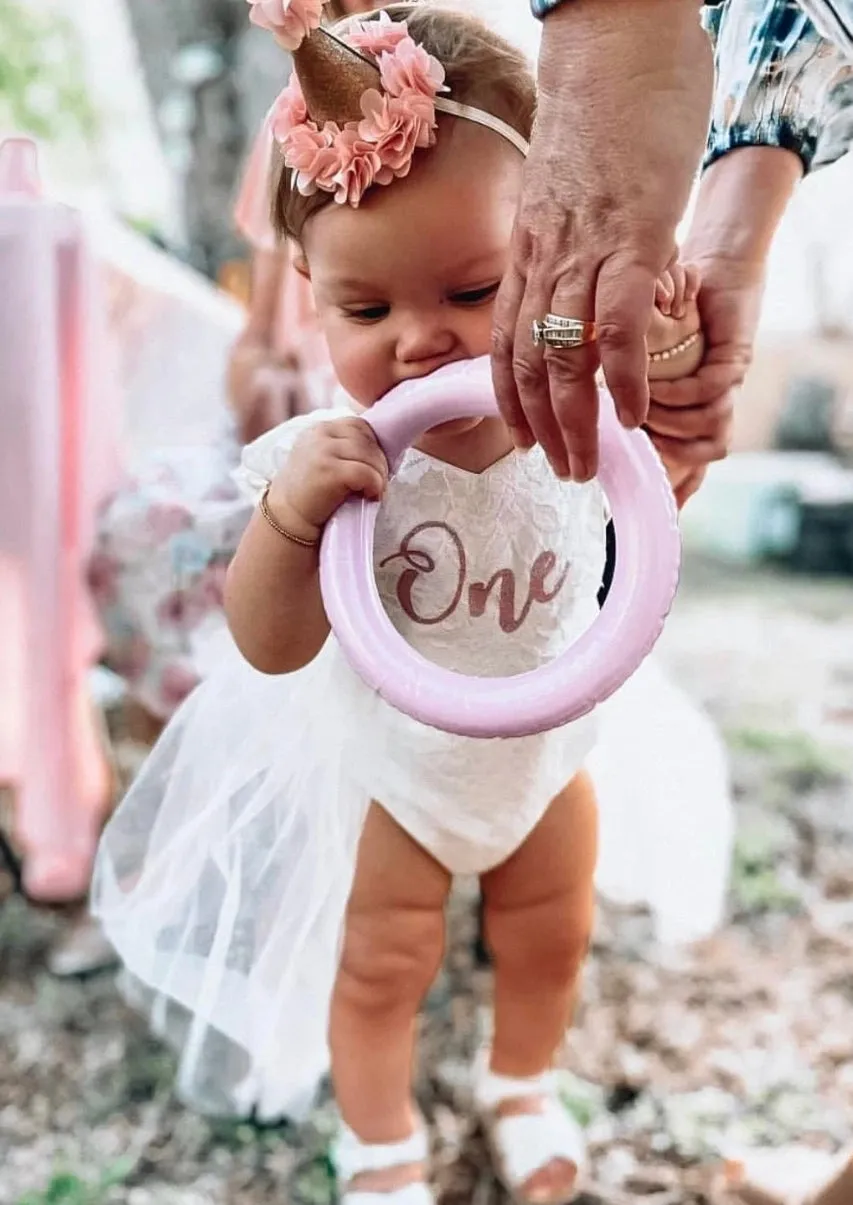 Birthday Outfit ONE Cream Lace Romper #1000630