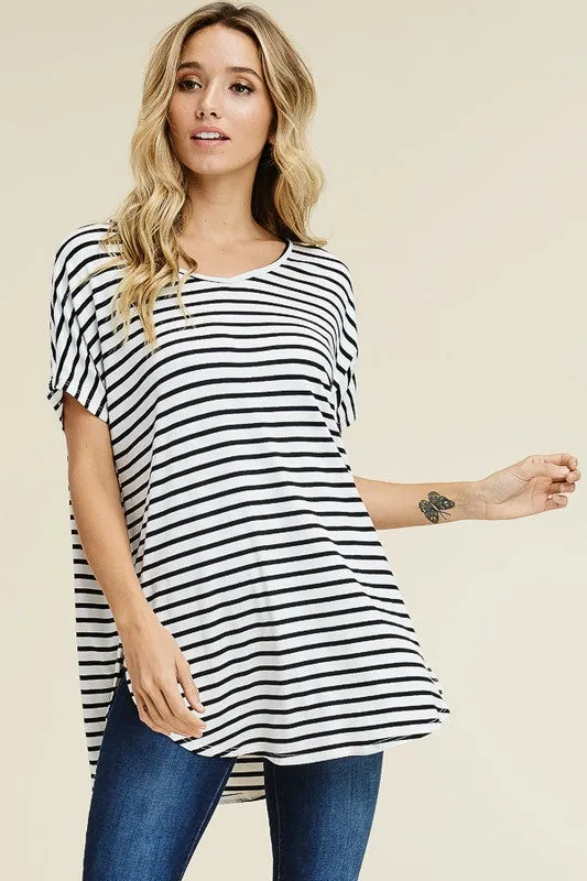 Black & Ivory Stripe Tunic