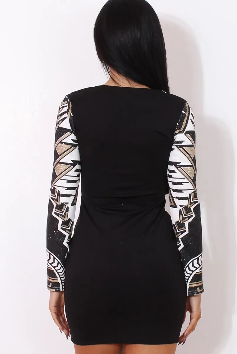 Black and White Patterned Dress-Goldie