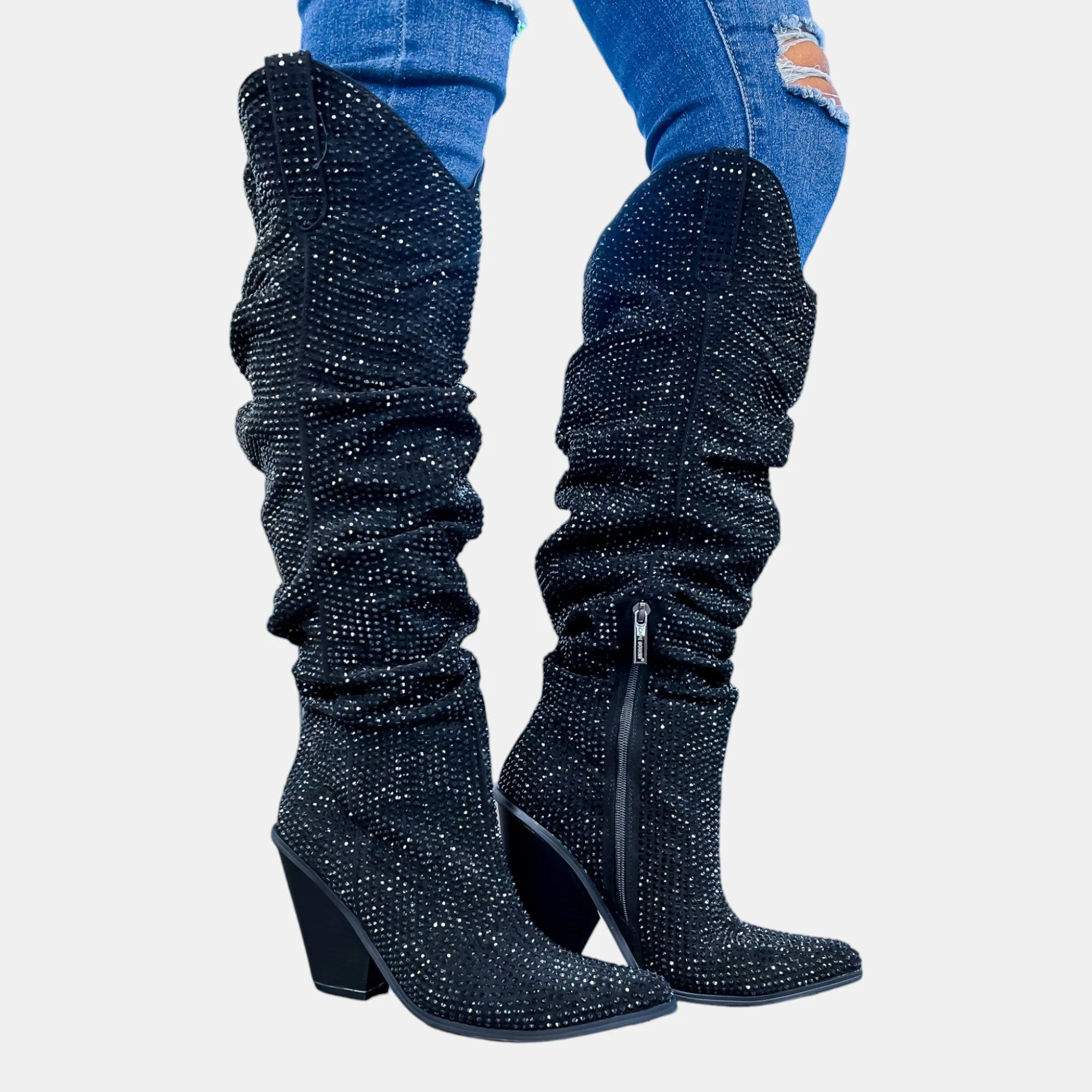 Black Diamante Sparkle Boots