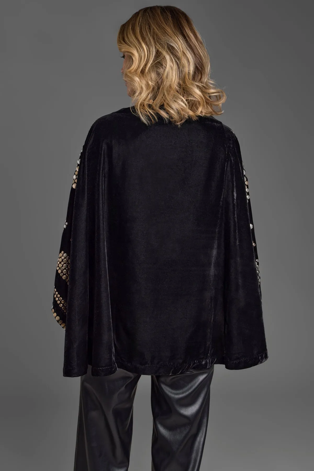 Black Velvet Embellished Capelet