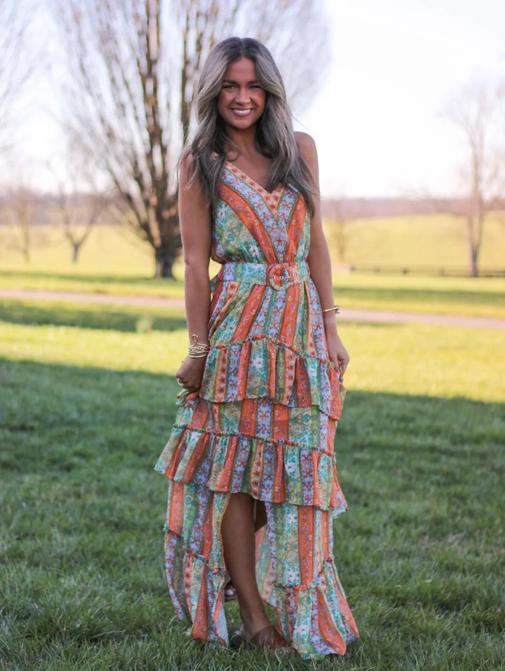 Blue and Orange Tiered Maxi