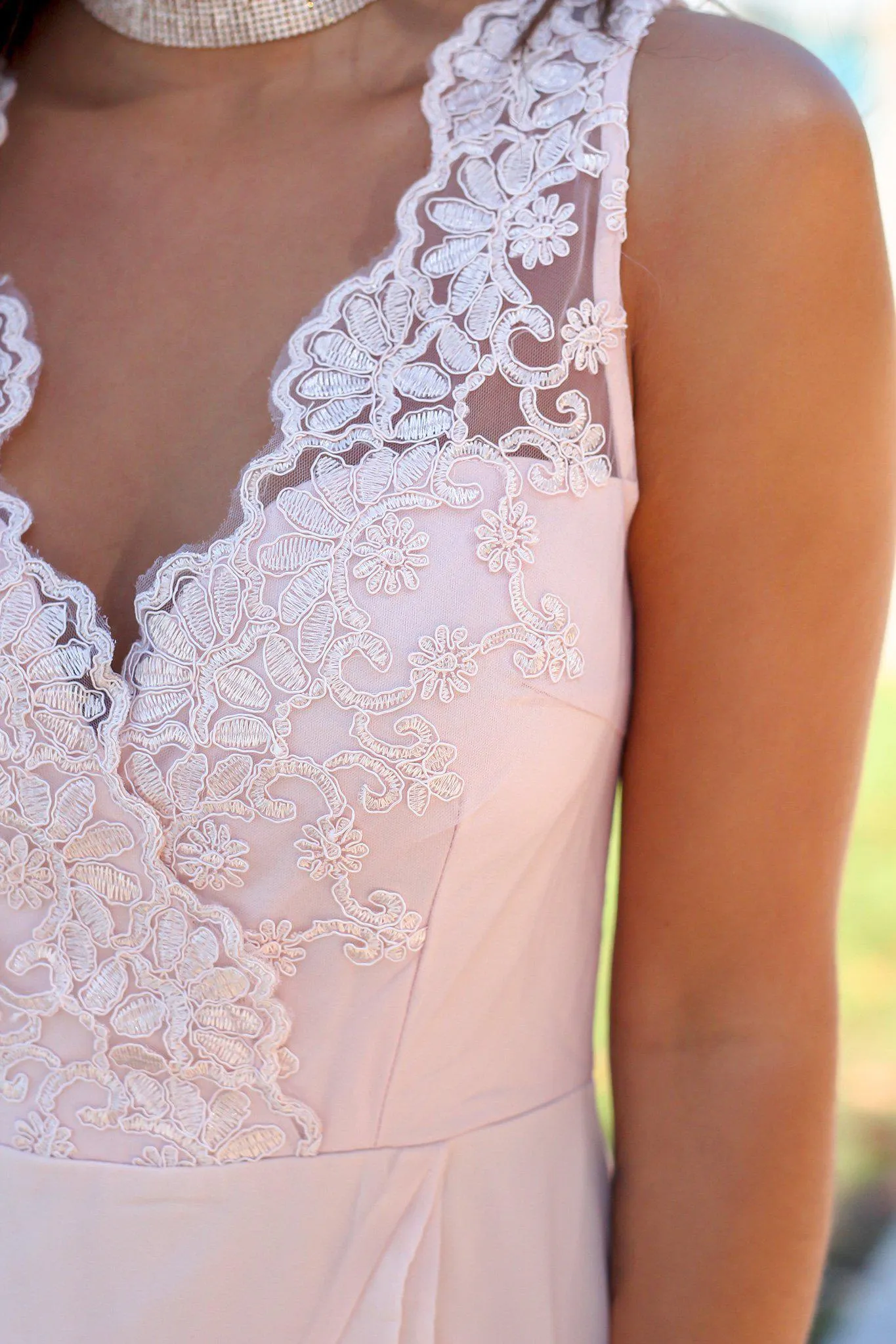 Blush Maxi Dress with Embroidered Top