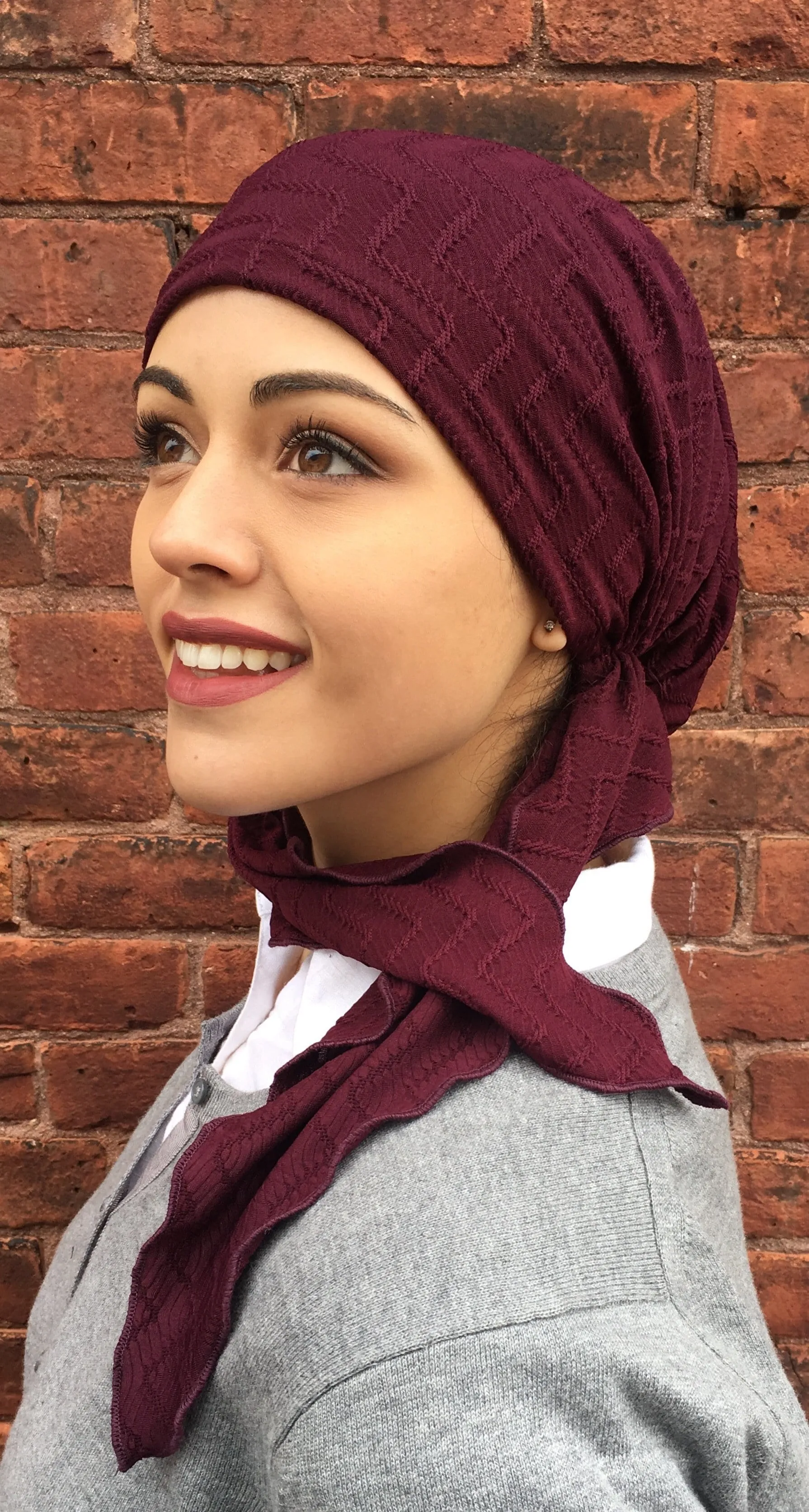 Boho Hipster Headwear Burgundy Pre-Tied Love Hope Head Scarf.